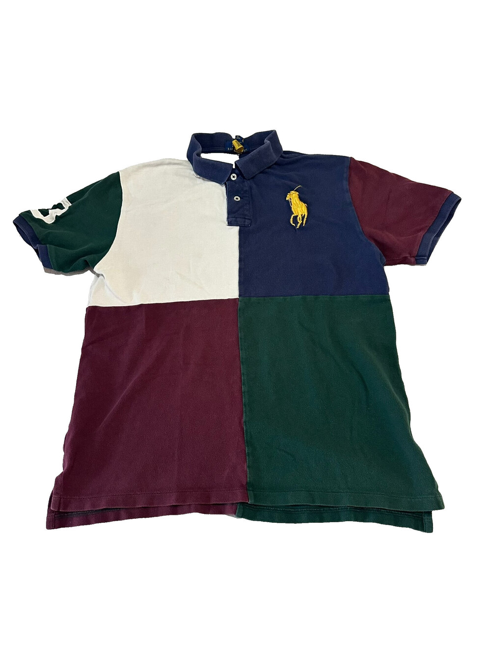 Polo Ralph Lauren Big Pony Youth XL 18-20  Color Block Y2K Collar Shirt